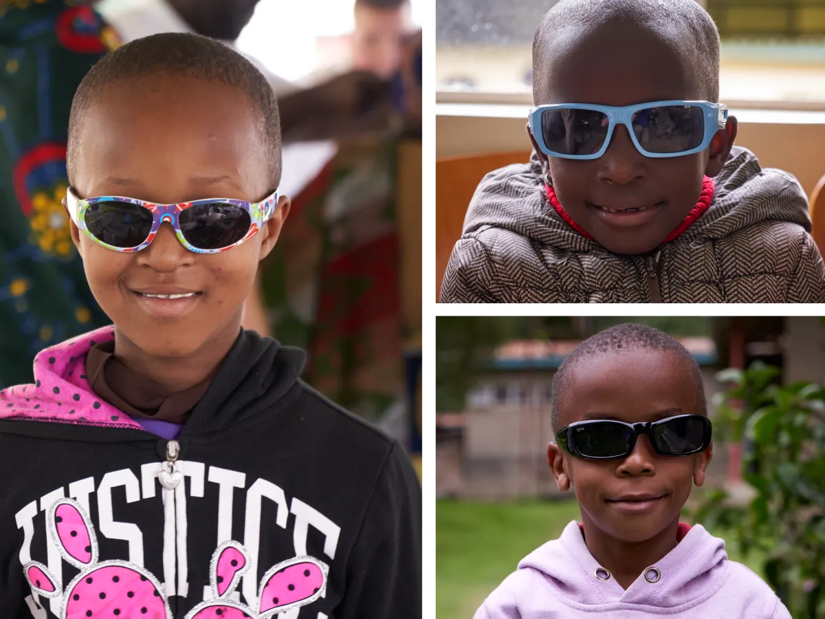 Tanzanian children wearing sunglasses